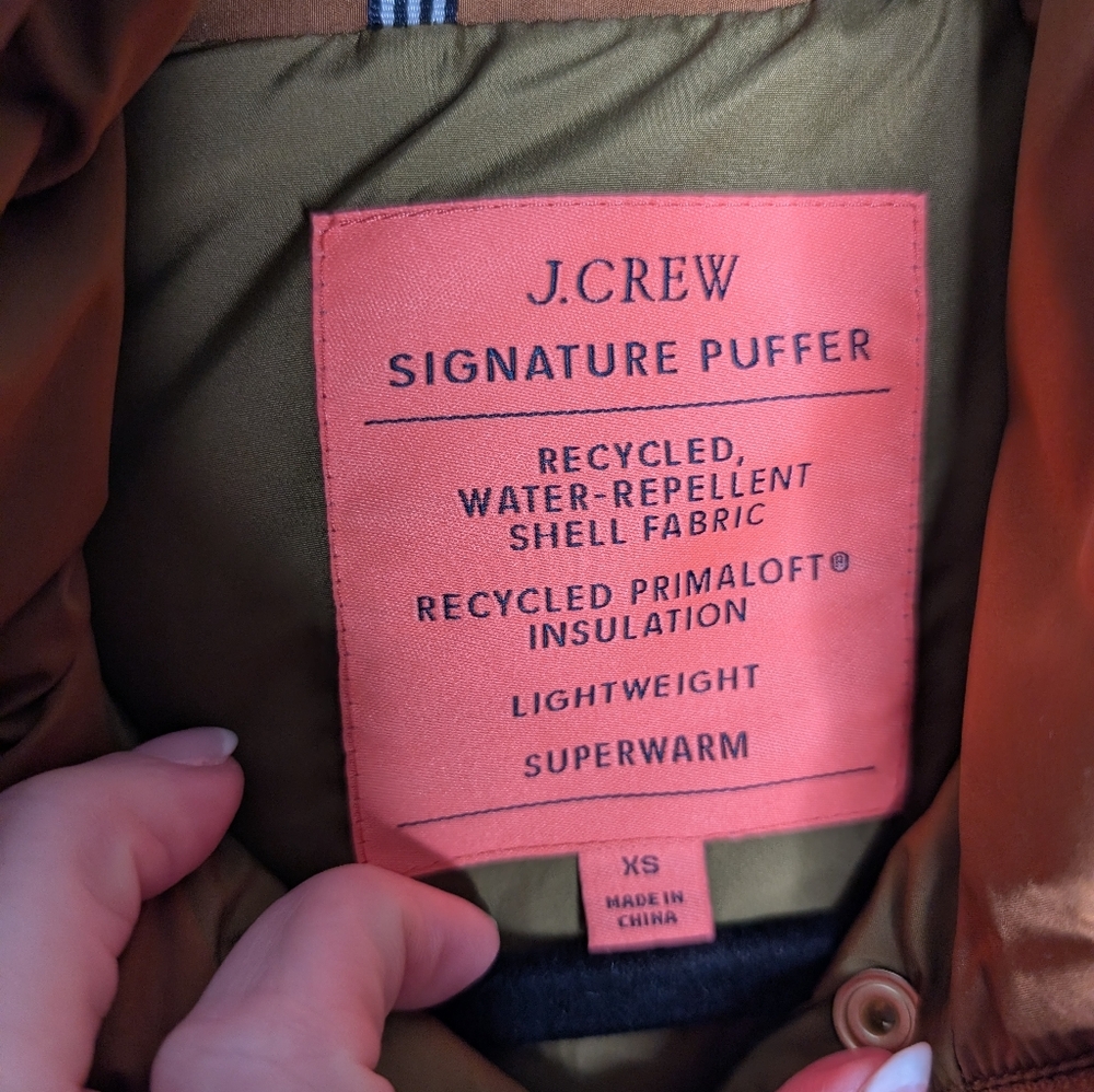 J. Crew Signature Puffer Vest Recycled Primaloft Brown XS - Picture 4 of 11